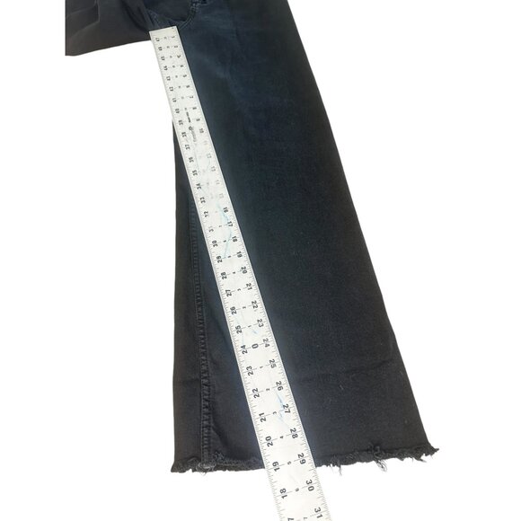 Zara Marine Jeans Womens 0 Black Wide Leg Straight High Rise Raw Hem Bohemian - Picture 7 of 16